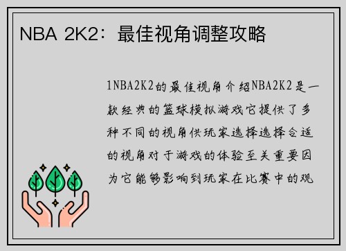 NBA 2K2：最佳视角调整攻略